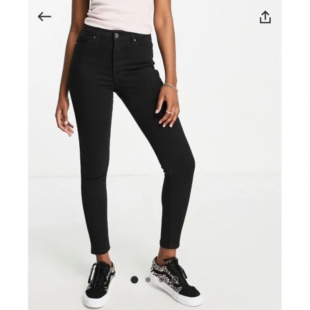 Topshop Jamie High Rise Skinny Jeans in Black Size 25